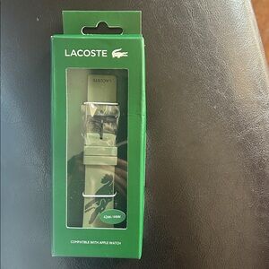 Lacoste Unisex Sage Green Apple Watch Strap - Size 42/44 mm - New in Box